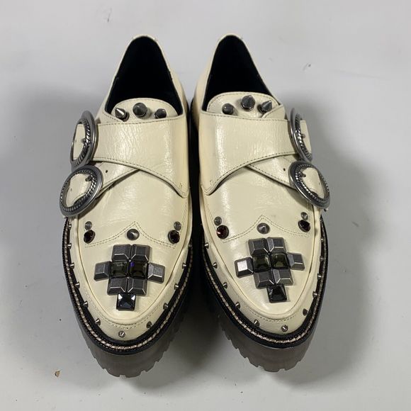 Coach Western Creeper Studded Leather Shoes G3399 Chalk Size 5.5 - Picture 8 of 15